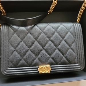 Chanel Boy Woc Wallet on Chain - Black Caviar